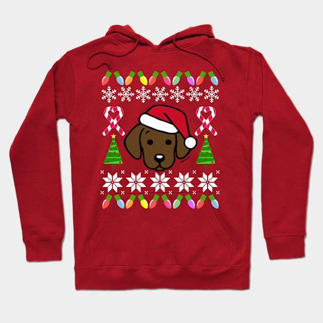 Chocolate Labrador Puppy Santa Festive Pattern Hoodie by HappyLabradors